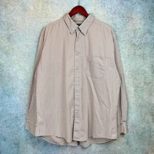 Vintage 90s Dockers Flannel Shirt Mens Size XL Tan Plaid Button Down Collared